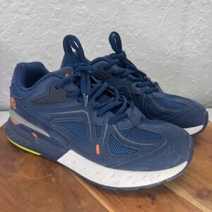 FitVille Men's Navy Blue Athletic Lace Up Sneakers Size 6W Comfort Shoes